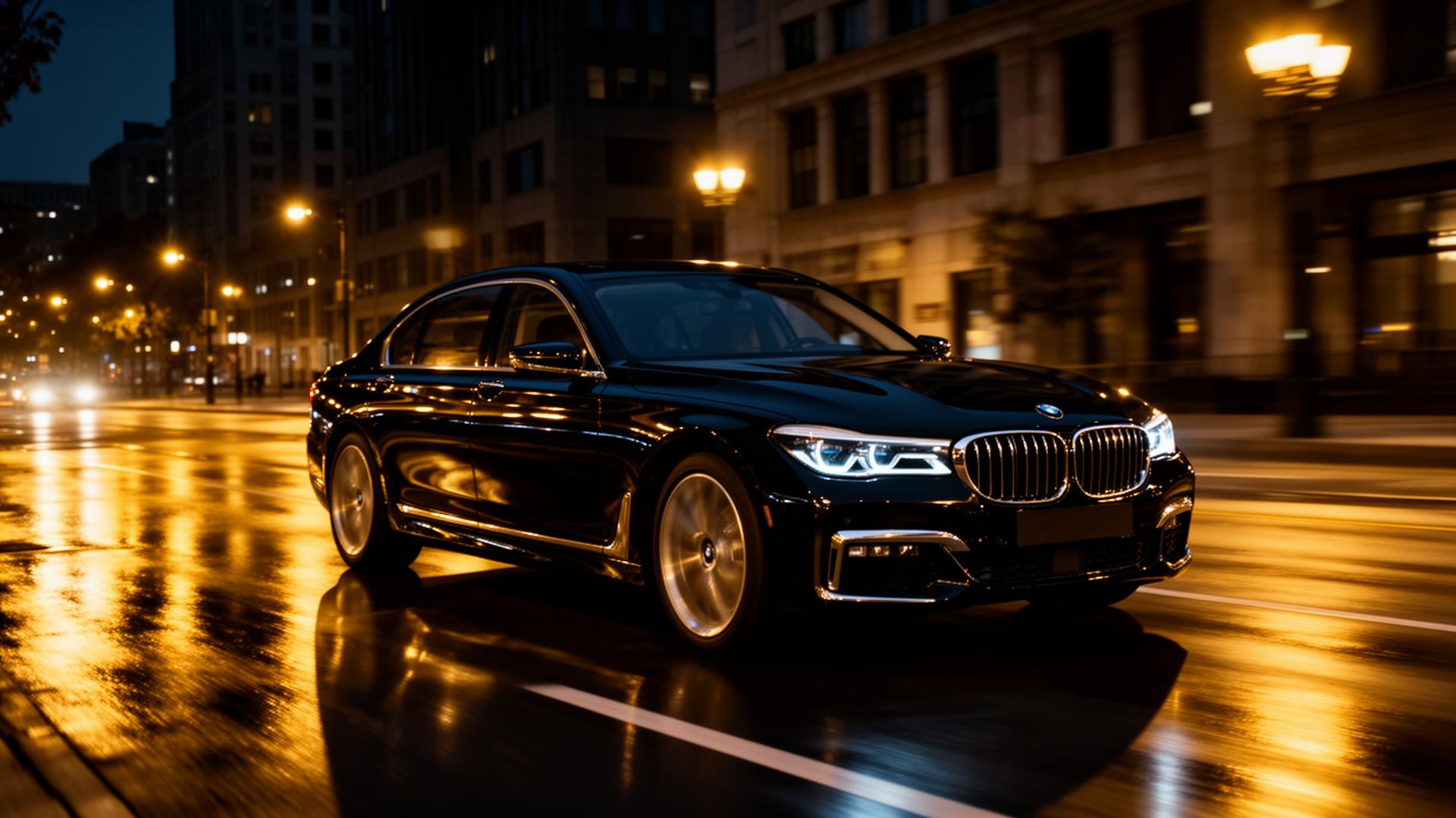 Luxury black sedan